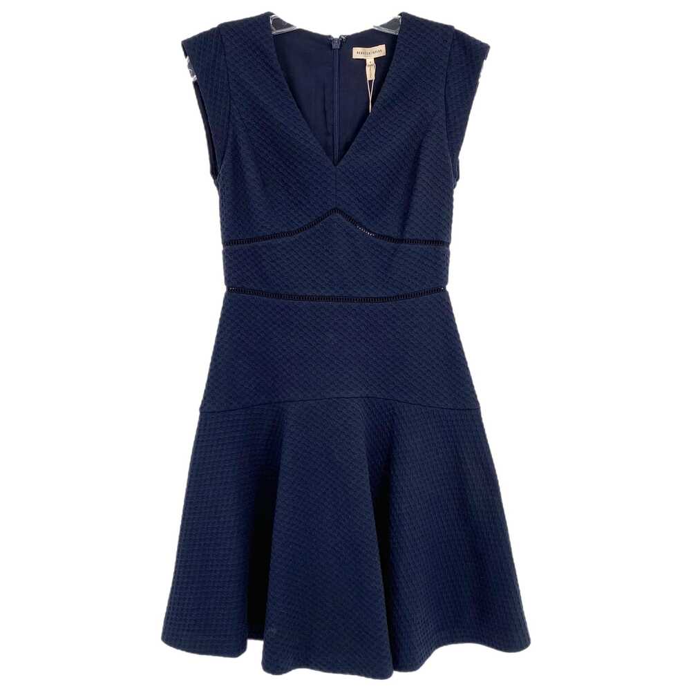 Rebecca Taylor Navy Textured Cap Sleeve Mini Dress | Size 0